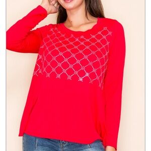 Diamond Rhinestone Top- Red